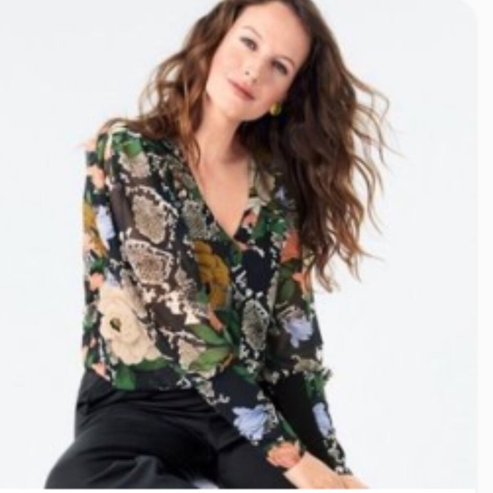 CAbi‎ Top Women's XS Multi Color Snake Charmer Blouse Style: 3762